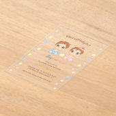 Invitations En Acrylique Baby Boy Girl Genre Reveal Party Transparent (Poser)