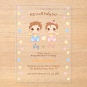 Invitations En Acrylique Baby Boy Girl Genre Reveal Party Transparent (Recto)