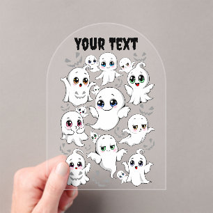 Invitations En Acrylique Baby Ghosts Éffrayant mignon Halloween humeur