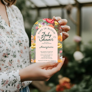 Invitations En Acrylique Baby in Bloom Arch Bold Jardin Floral Baby shower