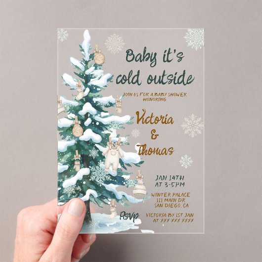Invitations En Acrylique Baby It's Cold Outside Baby Shower (In situ (ordinateur de poche))