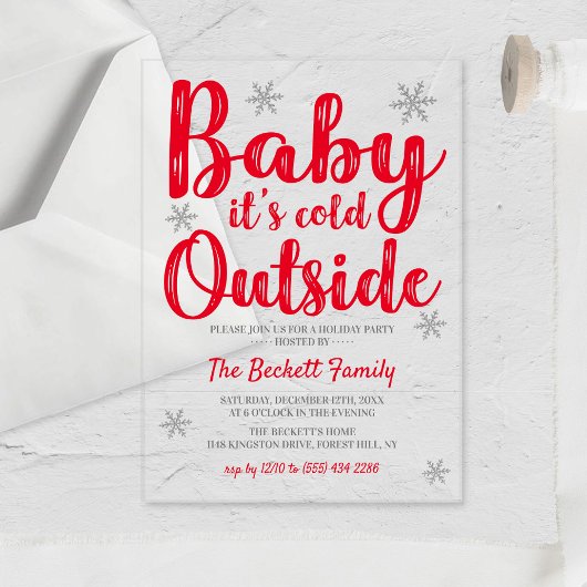 Invitations En Acrylique Baby It's Cold Outside | Fête de Noël festive