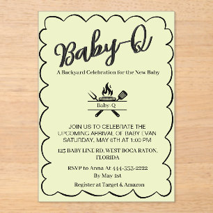 Invitations En Acrylique Baby-Q Fête de bébé dans la cour BBQ Bébé