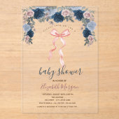 Invitations En Acrylique Baby shower à rayures de cabot rose (Recto)