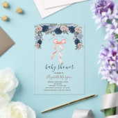 Invitations En Acrylique Baby shower à rayures de cabot rose (Insitu (Mariage))