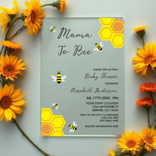Invitations En Acrylique Baby shower abeille