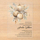 Invitations En Acrylique Baby shower acrylique Gold Ornament (Recto)
