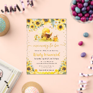 Invitations En Acrylique Baby Shower aquarelle été abeille et tournesols