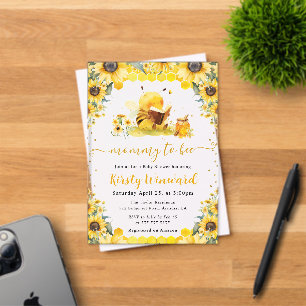 Invitations En Acrylique Baby Shower aquarelle été abeille et tournesols