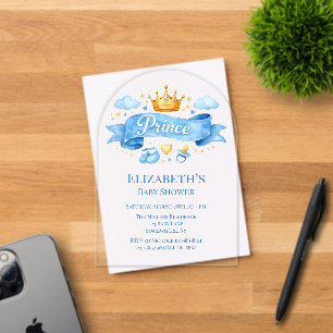 Invitations En Acrylique Baby shower aquarelle Prince garçon