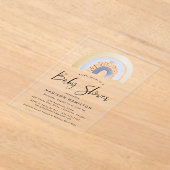 Invitations En Acrylique Baby shower arc-en-ciel bleu pâle (Poser)