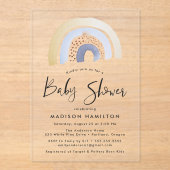 Invitations En Acrylique Baby shower arc-en-ciel bleu pâle (Recto)