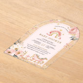 Invitations En Acrylique Baby shower arc-en-ciel rose Boho (Poser)