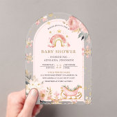 Invitations En Acrylique Baby shower arc-en-ciel rose Boho (In situ (ordinateur de poche))