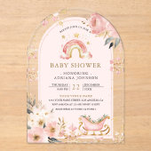 Invitations En Acrylique Baby shower arc-en-ciel rose Boho (Recto)