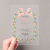 Invitations En Acrylique Baby Shower au Ruban Rose Fleur des Champs (In situ (ordinateur de poche))