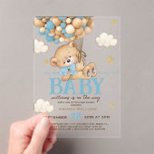 Invitations En Acrylique Baby shower Ballons Bleus Ours Teddy (In situ (ordinateur de poche))