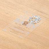 Invitations En Acrylique Baby shower Bleu Bauon Ours (Poser)