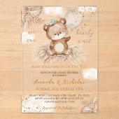 Invitations En Acrylique Baby shower Boho Bear Balloons (Recto)