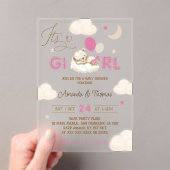 Invitations En Acrylique Baby shower Boho Ours Rose (In situ (ordinateur de poche))