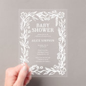 Invitations En Acrylique Baby shower botanique tiré à la main (In situ (ordinateur de poche))