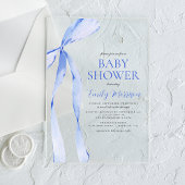 Invitations En Acrylique Baby shower Bow Bow à aquarelle bleu