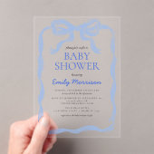 Invitations En Acrylique Baby shower Bow Bow en aquarelle bleu ruban (In situ (ordinateur de poche))
