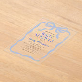 Invitations En Acrylique Baby shower Bow Bow en aquarelle bleu ruban (Poser)