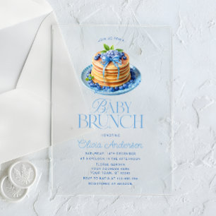 Invitations En Acrylique Baby Shower Brunch Bébé Crêpes aux Myrtilles