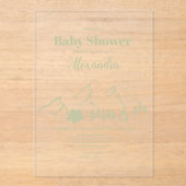 Invitations En Acrylique Baby shower Camping Vert (Recto)