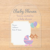Invitations En Acrylique Baby shower Carte d'invitation en acrylique claire (Recto)