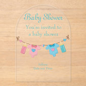 Invitations En Acrylique Baby shower Carte d'invitation en acrylique claire (Recto)