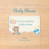 Invitations En Acrylique Baby shower Carte d'invitation en acrylique claire (Recto)