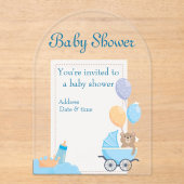 Invitations En Acrylique Baby shower Carte d'invitation en acrylique claire (Recto)