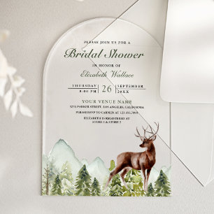 Invitations En Acrylique Baby Shower Cerf de la Forêt de Montagne