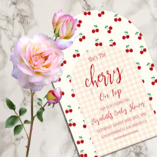 Invitations En Acrylique Baby shower cerises