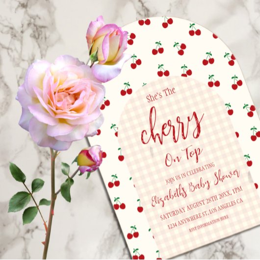 Invitations En Acrylique Baby shower cerises