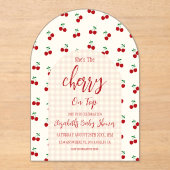 Invitations En Acrylique Baby shower cerises (Recto)