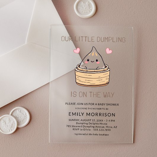Invitations En Acrylique Baby shower Coeurs Doux