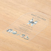 Invitations En Acrylique Baby shower Coquette de Noël bleu glace (Poser)