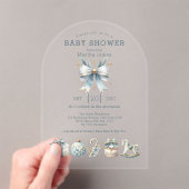 Invitations En Acrylique Baby shower Coquette de Noël bleu glace (In situ (ordinateur de poche))