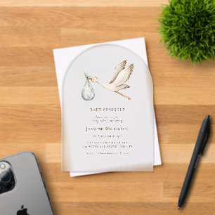 Invitations En Acrylique Baby shower d'aquarelle minimal pour bébé