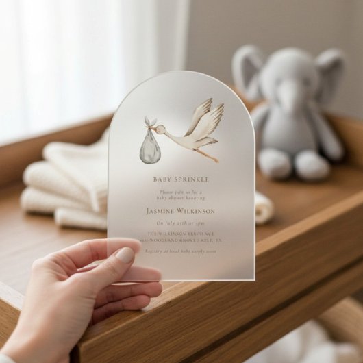 Invitations En Acrylique Baby shower d'aquarelle minimal pour bébé