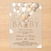 Invitations En Acrylique Baby shower d'attente de l'ours (Recto)