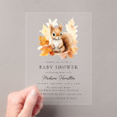 Invitations En Acrylique Baby shower d'automne d'écureuil en bois mignon (In situ (ordinateur de poche))