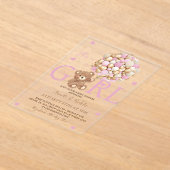 Invitations En Acrylique Baby shower de ballons d'or rose pour fille (Poser)