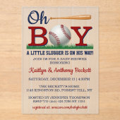 Invitations En Acrylique Baby shower de baseball Boys (Recto)