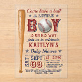 Invitations En Acrylique Baby shower de baseball Boys (Recto)