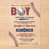 Invitations En Acrylique Baby shower de baseball garçons (Recto)