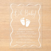 Invitations En Acrylique Baby shower de cadre ondulé mignon Oh Baby (Recto)